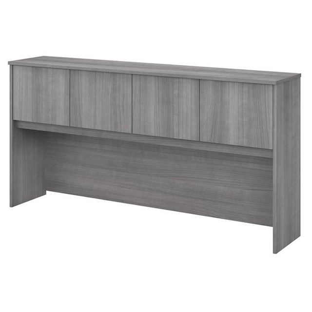 Pemberly Row Modern 72W Hutch in Platinum Gray - Engineered Wood
