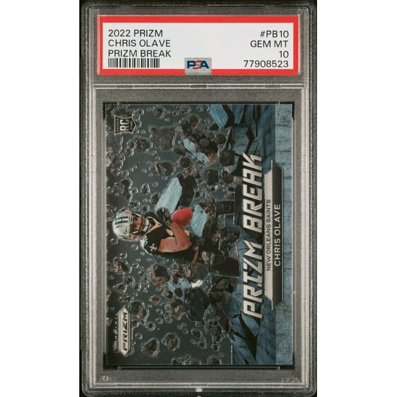 Graded 2022 Panini Prizm Chris Olave #PB10 Prizm Break Rookie RC Football Card PSA 10 Gem Mint