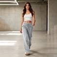 thumbnail image 5 of Womens Fleece Flare Sweatpants Wide Leg Lounge Pants with Pockets Fall Drawstring Travel Sweat Pants XL, 5 of 7