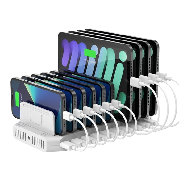 iPad Charging Station, Unitek 96W 10-Port USB Charging Dock Hub with Quick Charge 3.0, Charging Stand Compatible Multiple Device, Charging 8 iPads Si