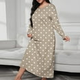 thumbnail image 2 of Wiyuqeen Plus Size Nightgowns for Women Long Sleeve Polka Dot Print Nighties Crew Neck Loose Fit Maxi Sleepshirts Dress Sleepwear Autumn Winter, 2 of 7