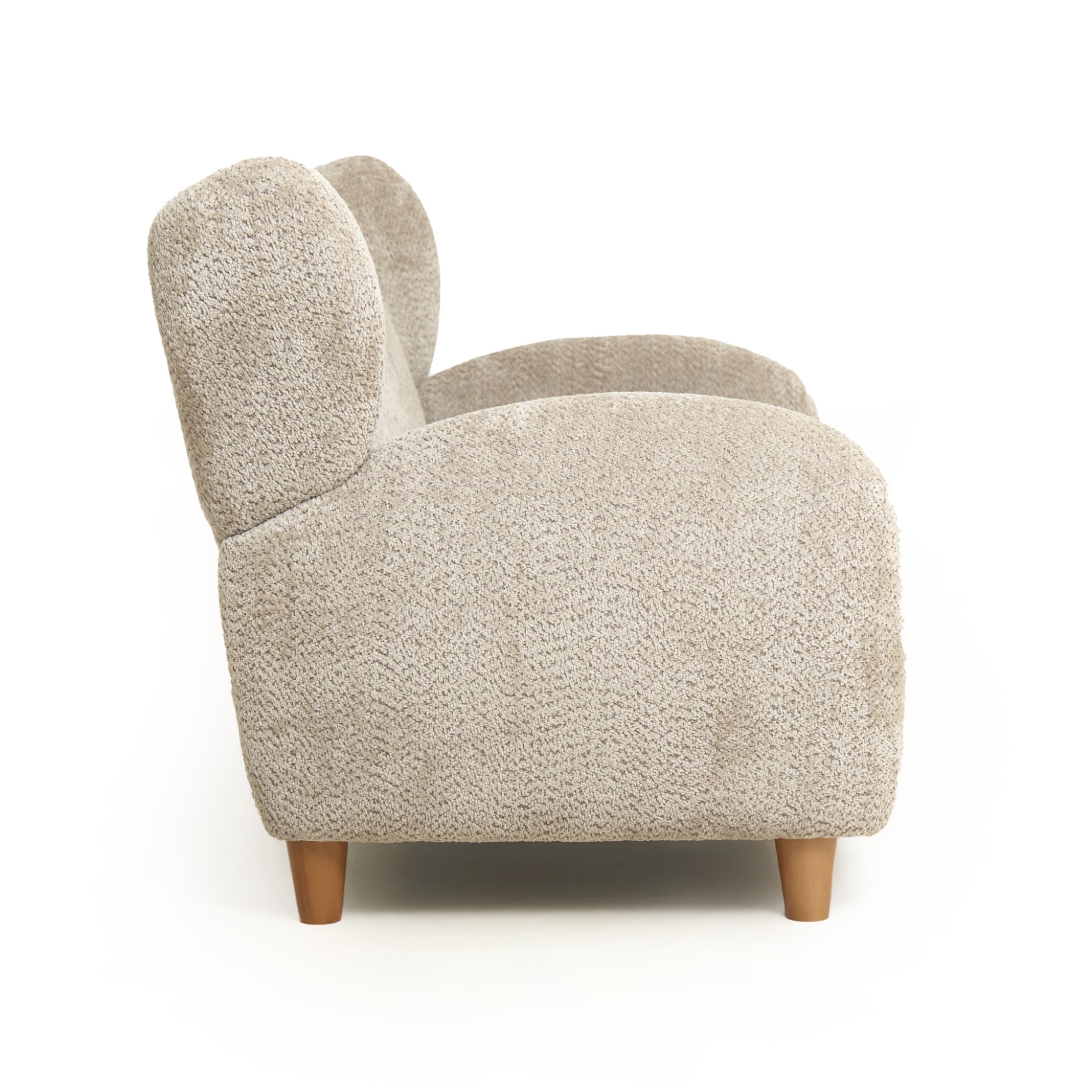 Noble House Misty Nordic 58" Loveseat Accent Chair, Curved Backrest Chenille Fabric Sofa for Living Room, Camel