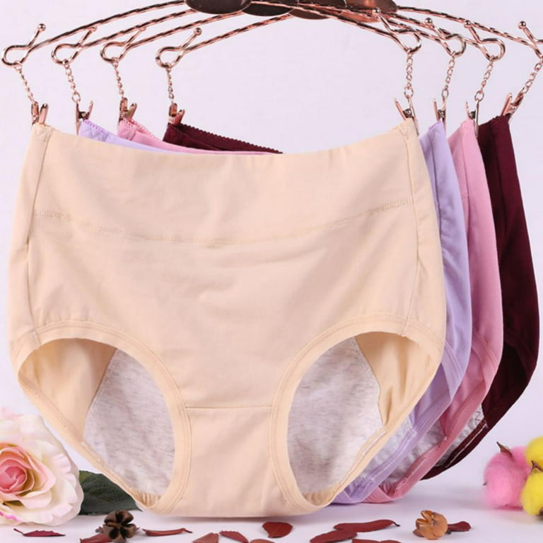 Plus Size Menstrual Period Underwear for Women Mid Waist Cotton Postpartum Ladies  Panties Briefs Girls 4 Pack 