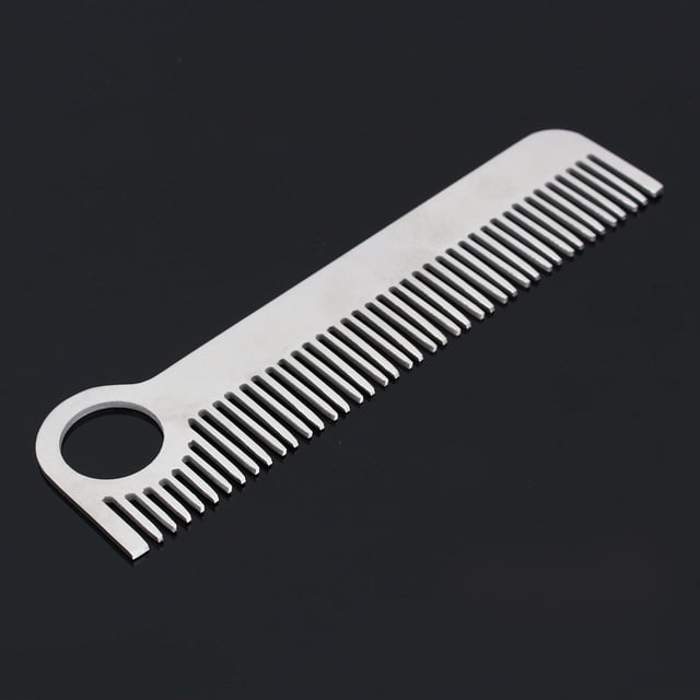 Herramienta De Bolsillo De Acero, Peine Para Bigote Y Pelo De Metal Grabado Minimalista Mate De Acero Inoxidable