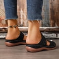 thumbnail image 3 of Sandals Women Open Toe Glitter Slip on Orthopedic Shoes Summer Casual Slides Nonslip Thick Sole Wedges Beach Shoes Black Size 8, 3 of 7
