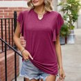thumbnail image 2 of Ltctricy T Shirts for Women Trendy Summer V Neck Ruffle Short Sleeve Loose Casual Tunic Tops Soft Tees Blouses, 2 of 7