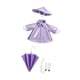 thumbnail image 4 of Divertido traje de ganso con impermeable que se ajusta a una estatua de 58 cm (23 pulgadas) para porche, jardín o patio. Morado claro, 4 of 8