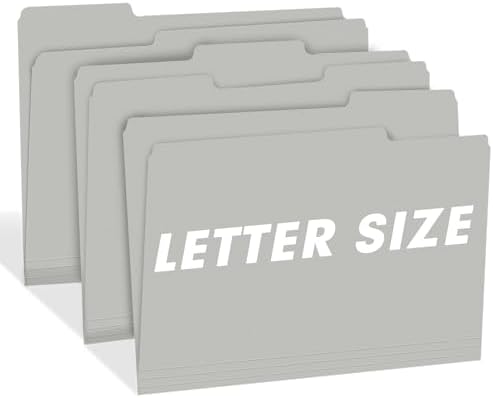 File Folder,  150 Pack 1/3 Cut Tab File Folders Letter Size, Grey, Folders with Tab, Great for Organizing and Easy File Storage