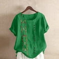 thumbnail image 3 of Vintage Boho Embroidered T Shirts for Women 2026 Summer Casual Short Sleeve Cotton Linen Crewneck Lightweight Tee Shirt, 3 of 3
