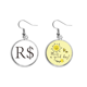 thumbnail image 1 of Símbolo de moneda real brasileño Pendiente Sol Flor Pendiente Joyas Moda Unbranded M, 1 of 3