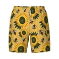 thumbnail image 4 of Lsque Mens Swim Trunks Bees and Sunflowers Pattern - Bathing Suit Compression Liner - Beach Swim Shorts Swimwear - (S-3XL) - Stretch Quick Dry -Large, 4 of 9