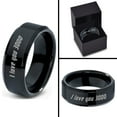 thumbnail image 4 of Tungsten I Love You 3000 Engraved Quote Band Ring 8mm Men Women Comfort Fit Black Beveled Edge Polished, 4 of 4