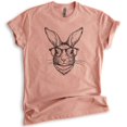 thumbnail image 1 of Hipster Rabbit Shirt, Unisex Women's Men's Shirt, Easter Shirt, Rabbit Shirt, Easter Bunny Shirt, Heather Sunset, Medium, 1 of 6