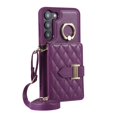 thumbnail image 1 of ELEHOLD Wallet Crossbody for Samsung Galaxy S21 FE Case with Lanyard Wrist Strap Credit Card Holder, PU Leather Protective Phone Case with Ring Holder,Deep Purple, 1 of 8