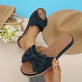 thumbnail image 6 of OOOUM Bow Platform Sandals For Women Comfortable Cushioned Soft Wedge Sandals Open Toe Slip On Casual Summer Beach Flats Navy US:5.5, 6 of 8