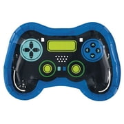 Unique 25217 Controller Shaped Paper Plates-23.5 cm-Gamer Birthday Party-8 Count (Pack of 1), Multicolour
