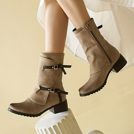 

TALKVE Thigh Solid Boots Fashion Heels High Blet Shoes Breathable Buckle Women s Women s Boots