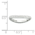thumbnail image 4 of 925 Sterling Silver Stackable Expressions Polished Rhodium-plate Wave Ring Size: 8; for Adults and Teens; for Women and Men, 4 of 4