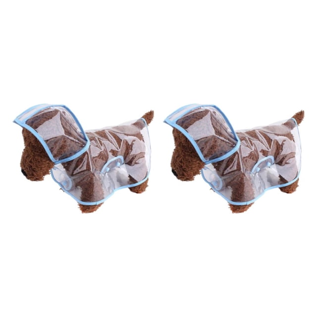 Chubasquero impermeable para mascotas Methold para cachorros Hebillas de doble Secado rápido Transparente Vista sin bloqueo Marco azul S 2piezas
