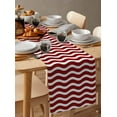thumbnail image 6 of ERUNPONLY Red White Table Runner - 120 Inch Long Modern Abstract Waves Water Ripple Striped Cotton and Linen Blended Dress Scarves Farmhouse Table Runner for Kitchen Dining, Coffee Table, 13" x 120", 6 of 8