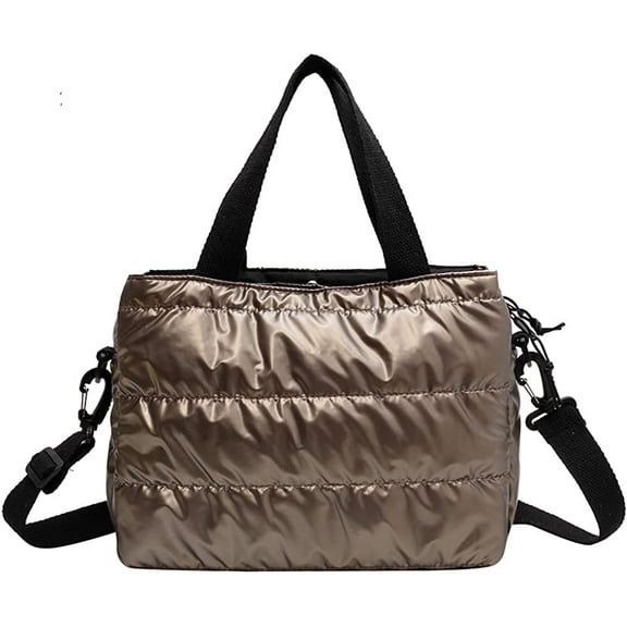 CoCopeaunt Puffer Tote Bag for Women Quilted Puffy Handbag Lightweight Winter Down Cotton Padded Shoulder Bag Down Padding