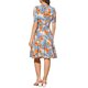 thumbnail image 3 of INSPIRE CHIC Vestido Midi Floral de Manga Abullonada con Cuello Peter Pan y Cintura Alta para Mujeres en Naranja y Azul, 3 of 6