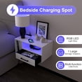 thumbnail image 4 of Floating Nightstand with Charging Station and LED Lights, Floating Bedside Table with Drawers Wall Mounted Nightstands,for Bedroom Room, 21.3" x 11.8" x 10",White, 4 of 14