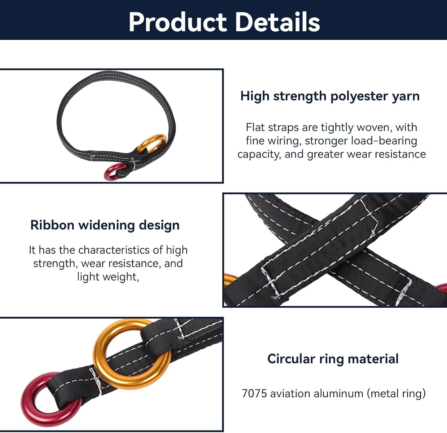 Retrievable Anchor, 90CM Outdoor Climbing Tree Climbing Wire Lanyard Anchor Loop Belt with Two Hanging Rings for Garden Work Tree Arborist Friction Saver Loop Belt Sling Arborist Equipment