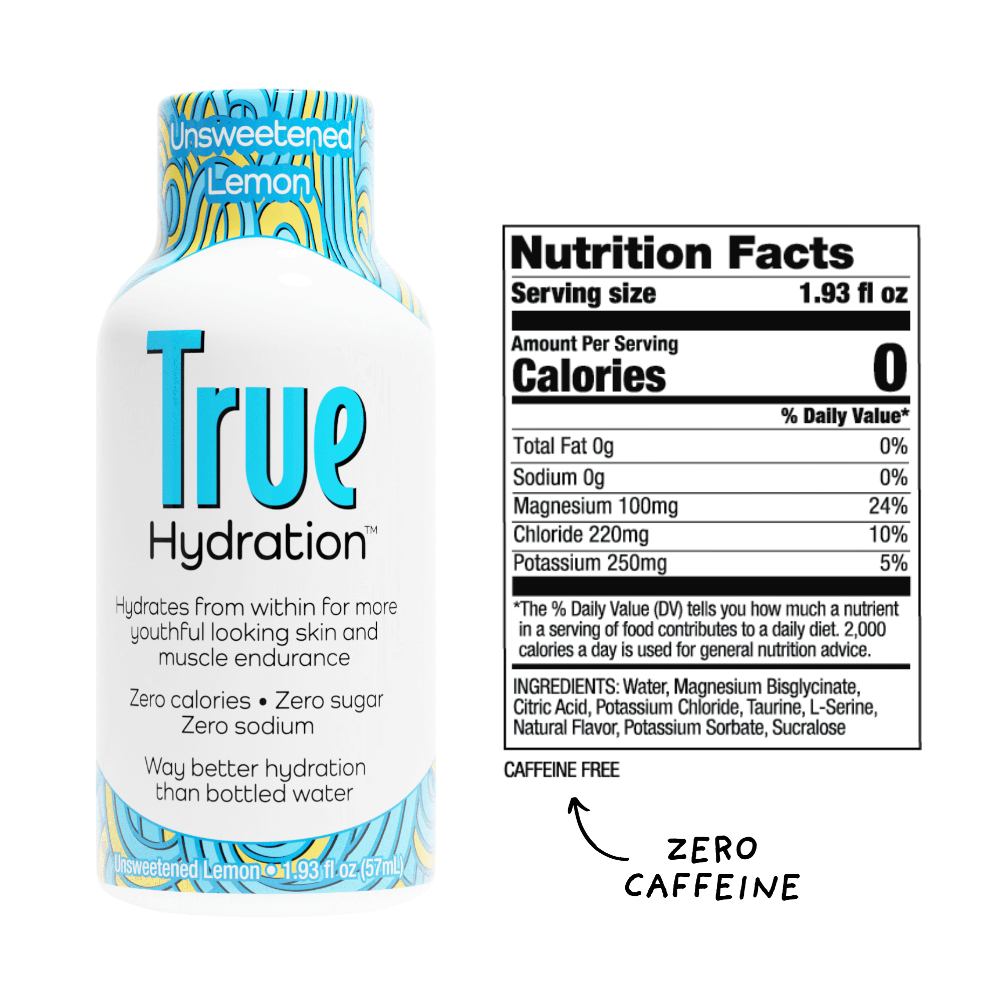 True Hydration Shots Unsweetened Lemon Water – 12 Pack of 1.93 fl oz – Electrolytes – Amino Acids – Zero Sugar – Zero Sodium – Vegan – Gluten-Free