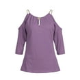thumbnail image 3 of Womens Cold Shoulder Loose T-Shirt Short Sleeve Summer Tops Blouse, 3 of 5