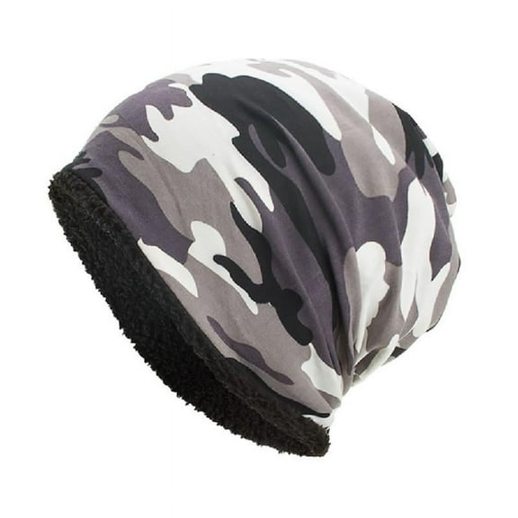 Apooke Winter Warm Hat for Women Men Casual Beanies Thermal Fleece Lined Camouflage Print Hip-Hop Slouchy Baggy Skullies Cap
