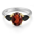 thumbnail image 3 of Gem Stone King 925 Silver and 10K Yellow Gold Red Garnet and Black Onyx Engagement Ring for Women | 2.89 Cttw | Oval 9X7MM | Gemstone January Birthstone | Size 8, 3 of 6