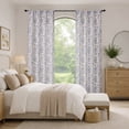 thumbnail image 4 of OVZME Dark Blue Floral Printed Curtains 84 Inches Long 2 Panels Set, Farmhouse Faux Linen Light Filtering Rod Pocket Window Drapes for Living Room Bedroom, Each 40"W x 84"L, 4 of 9