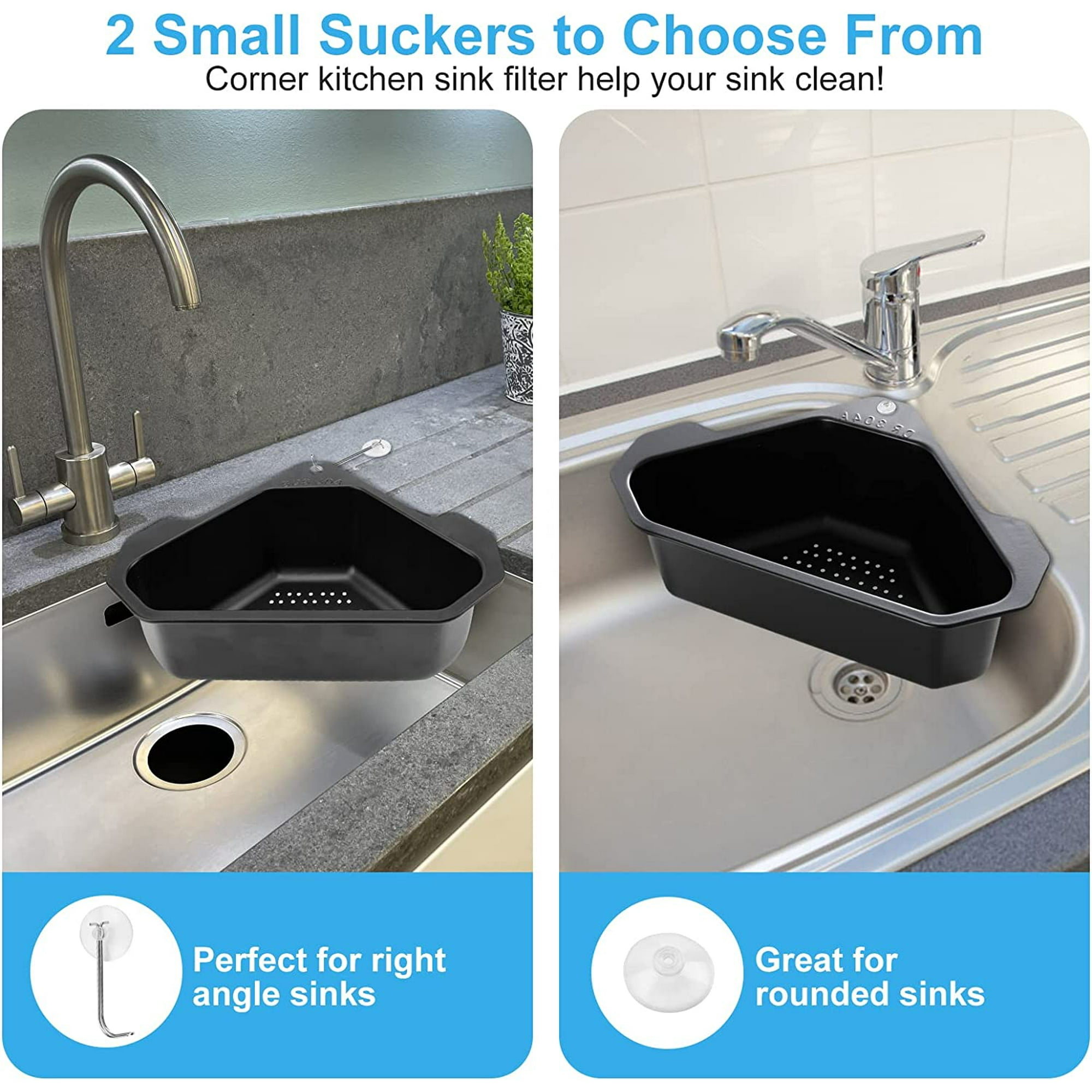 Strainer Sink Storage Rack Stainless Steel Sink Drainer Strainer Corner Triangular Filter Drainage Tray with Suction Cup for Kitchen Bathroom Sink Walmart