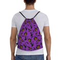 thumbnail image 2 of Drawstring Backpack - halloween cat bat Splash Proof Small Drawstring Gym Bag for Women Men, Cinch Sports String Bag Backpack for Travel Swimming Beach, 2 of 8