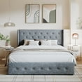 thumbnail image 4 of Amolife Full Size Upholstered Lift up Storage Platform Bed Frame with Fabric Button Tufted Wingback Headboard, Gray Blue, 4 of 13