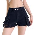 thumbnail image 2 of Sngxgn Womens Casual High Waist Cargo Shorts with Pockets Summer Short Pants(Black,M), 2 of 6