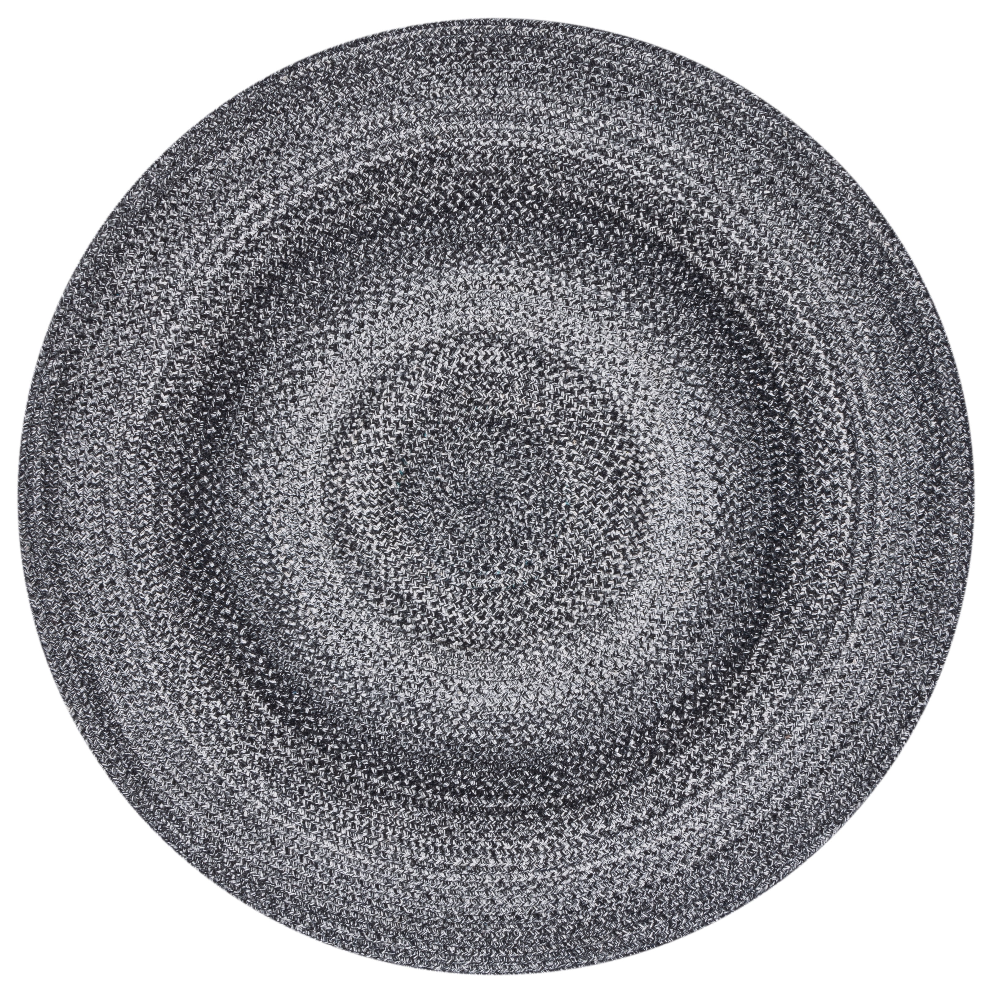 SAFAVIEH Braided Lyla Solid Polyester Reversible Area Rug, Black/Ivory, 4' x 4' Round