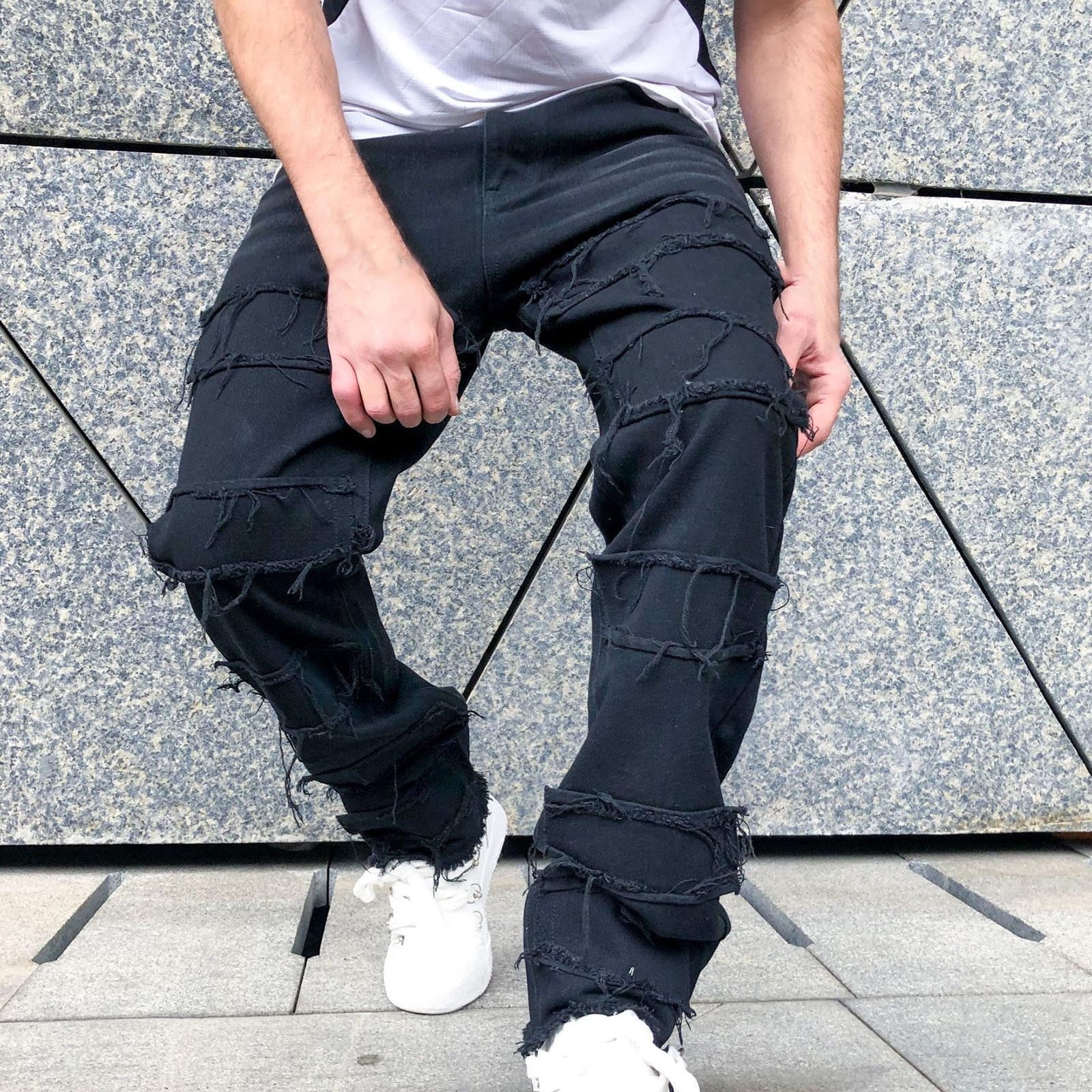 Holloyiver Men's Joggers Cargo Pants Casual Denim Cotton Holloyiver Men's Joggers Cargo Pants Casual Denim Cotton