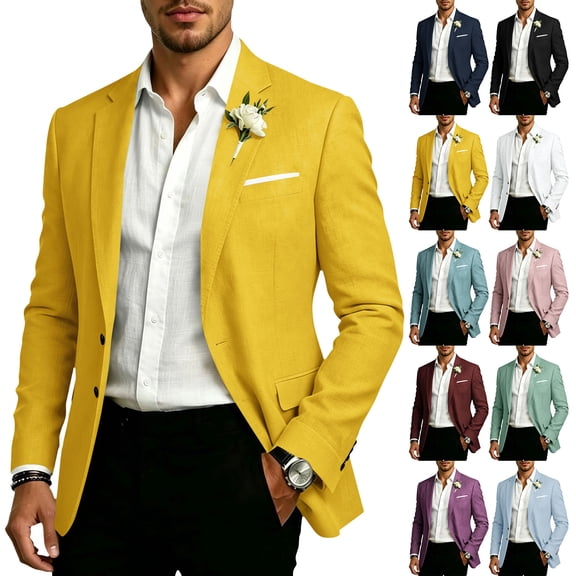 Dwelliawo Mens Sport Coats and Blazers Casual Blazer Jackets with Pockets Two Button for Wedding Prom Business Formal Hot Pink M