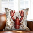 thumbnail image 2 of Marine Life Throw Pillow Cover Shell Red Lobster Coral Cotton Linen Cushion Cover Throw Pillow Case with Invisible Zipper for Couch Sofa Bed Chair Car 18x18 Inch, 2 of 14