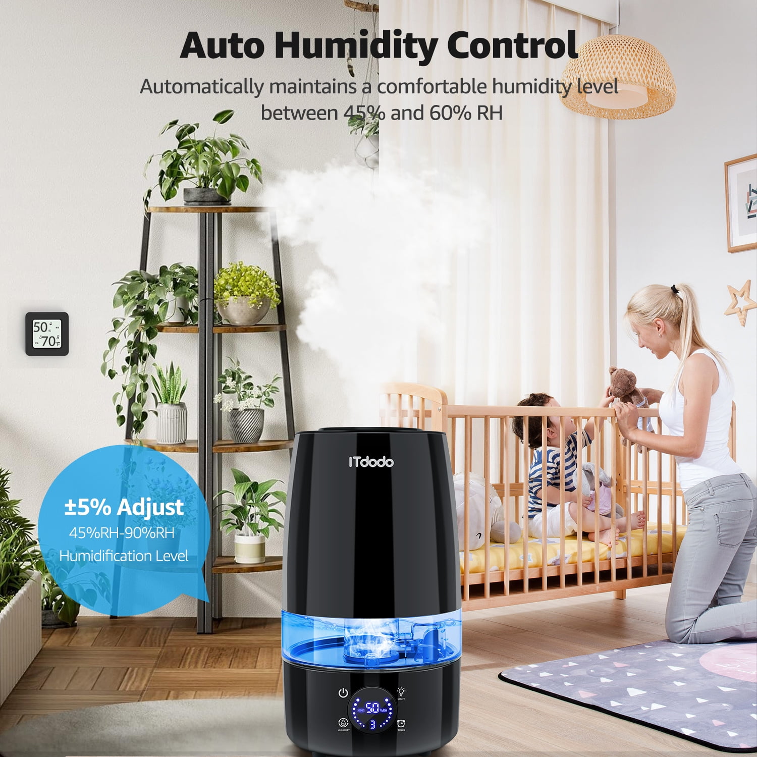 ITdodo 4.5L Top Fill Humidifier with Auto Humidity Control photo 3