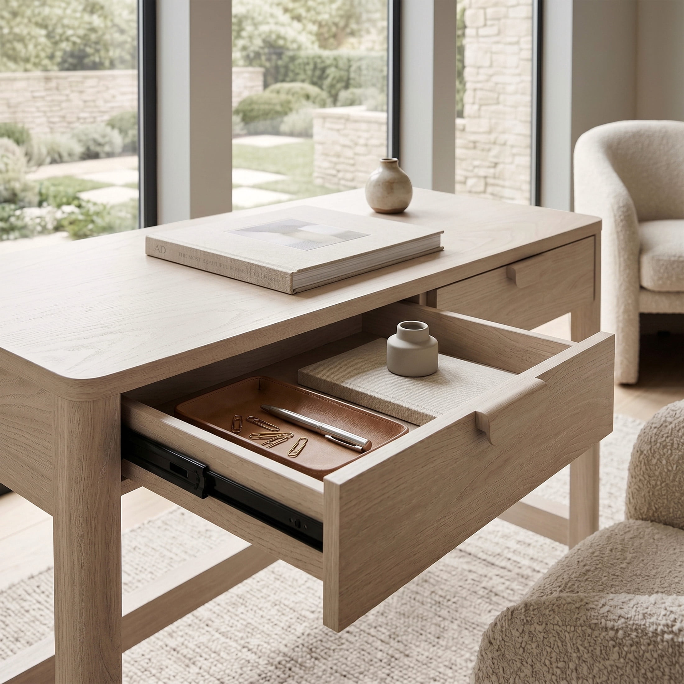 Evelyn&Zoe Modern/Contemporary 48" Wide Alder White Home Office