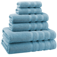 thumbnail image 1 of 100% Turkish Cotton 6 Piece Luxury Towel Set for Bathroom & Kitchen, Thick & Super Soft & Highly Absorbent & Quick Dry ( 2 Bath Towels, 2 Hand Towels, 2 Washcloths )- Light Blue By TORUBIA, 1 of 5