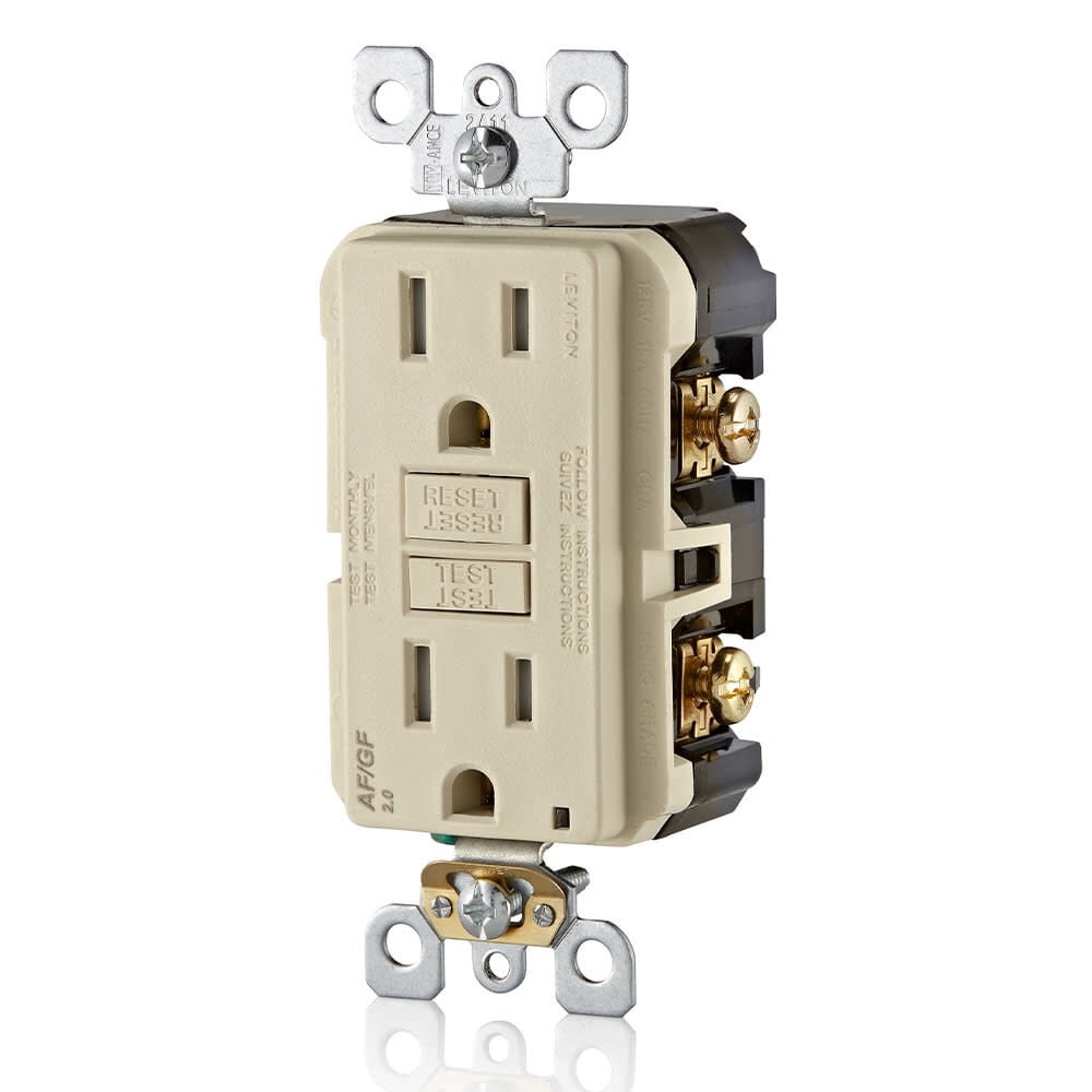 Leviton 116-AGTR1-T 125V 15/20 AMP Light Almond SmartlockPro® Dual Function AFCI & GFCI Receptacle