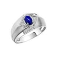 thumbnail image 3 of RYLOS Mens Rings 14K White Gold Ring 6X4MM Oval Shape Gemstone & Diamond Ring Lapis September Birthstone Rings For Man Gold Rings Size 12, 3 of 7