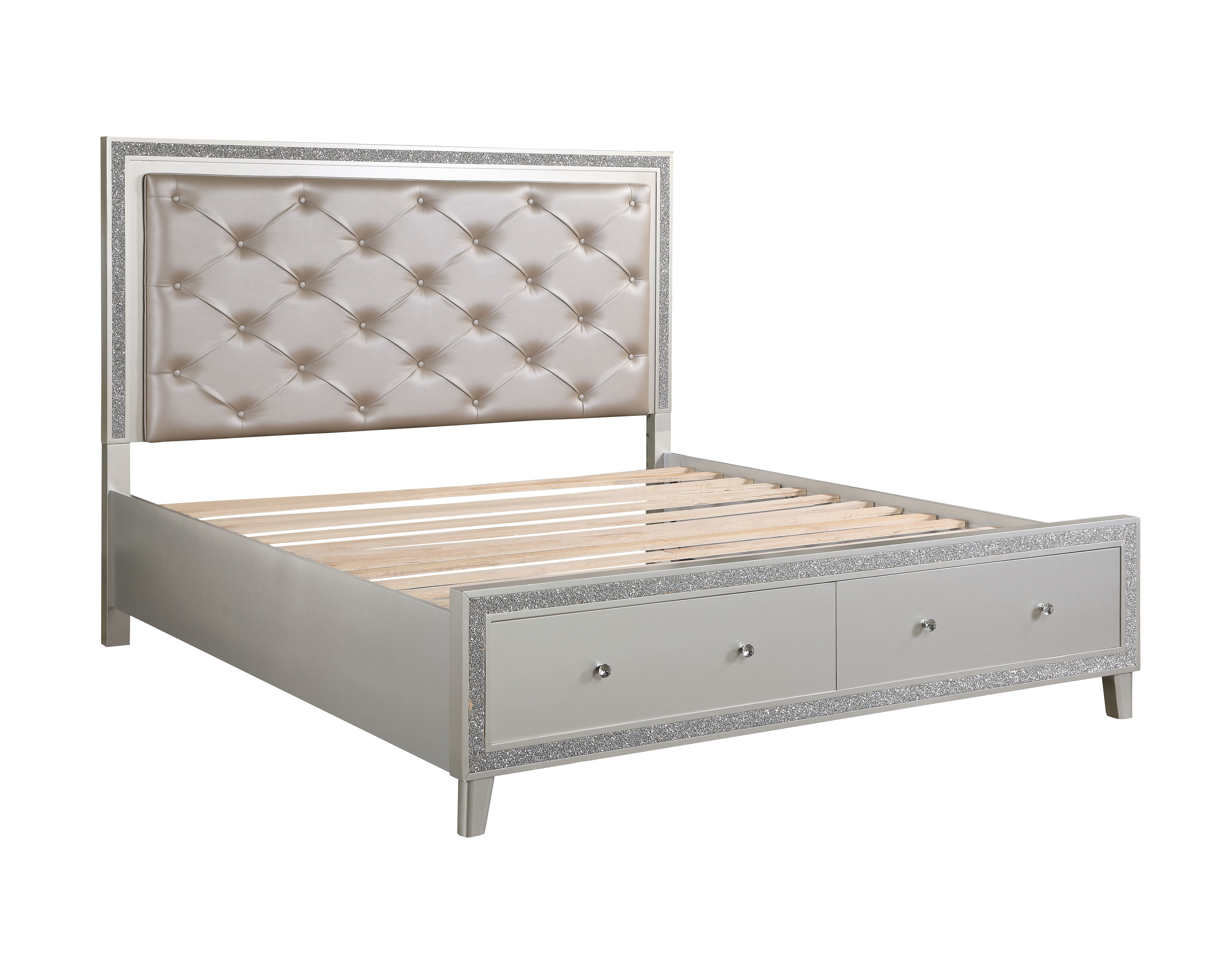 Sliverfluff California King Bed In Pu, Champagne King Bed