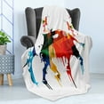 thumbnail image 4 of Abstract Soft Flannel Fleece Throw Blanket, Safari Wild Life Animal with Colorful Print on Buuterflies Art, Cozy Plush for Indoor and Outdoor Use, 60" x 80", Multicolor, by Ambesonne, 4 of 5