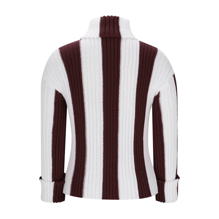 Uaswgudfs Women's Striped Turtleneck Sweater: Bold Vertical Ribbed