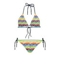 thumbnail image 6 of Suhoaziia Womens Swimsuits 2 Piece Swimwear Triangle Bathing Suit for Beach Pool Travel Rainbow Stripe Love Low Waisted Quick Dry Swimming Suits Swimwear Size L, 6 of 6